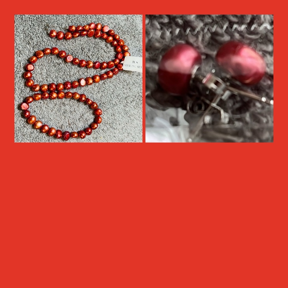 Freshwater Pearls Necklace, Earrings And Bracelet Set